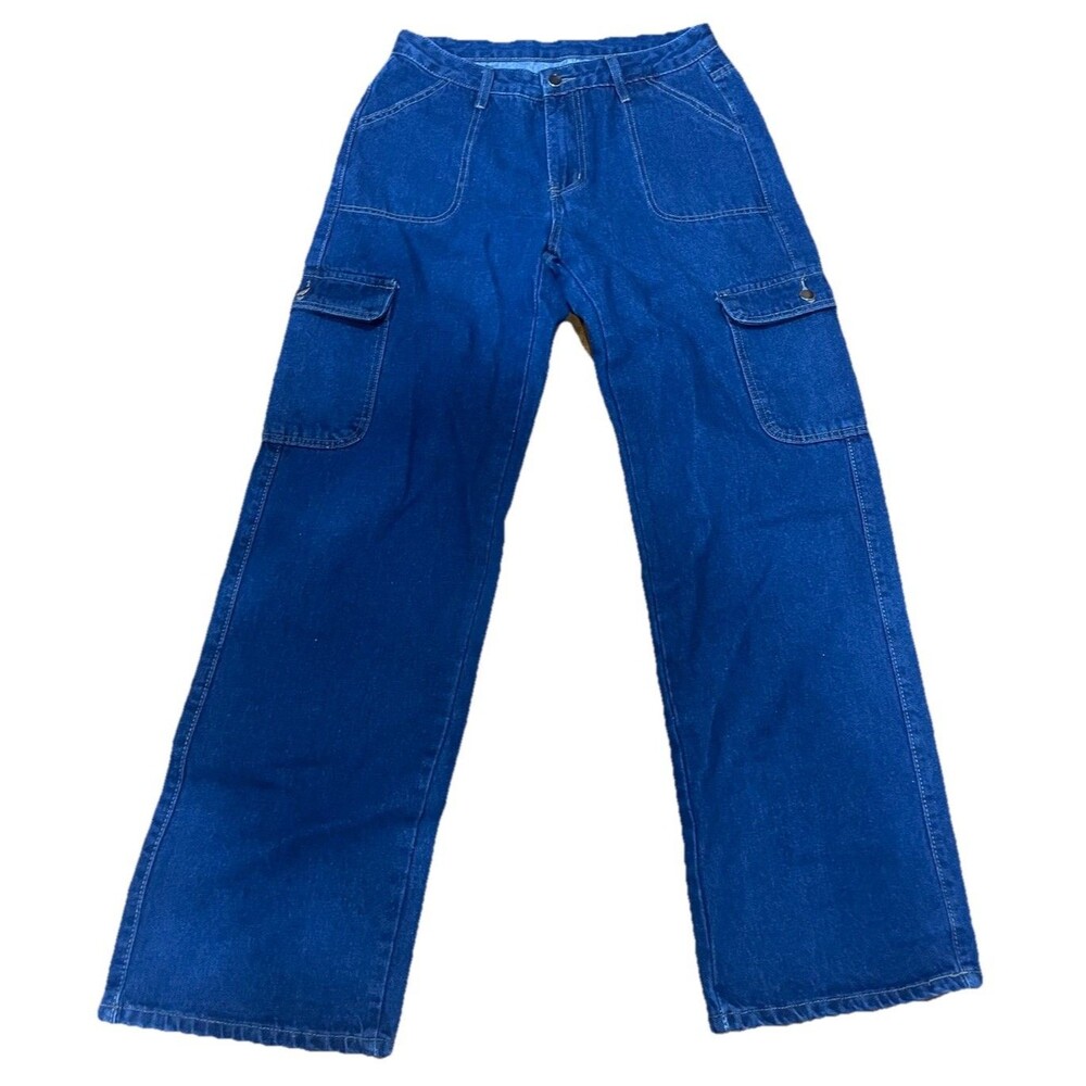 SHEIN EZwear  Size 30 Jeans Multiple Pockets Blue Wide Leg